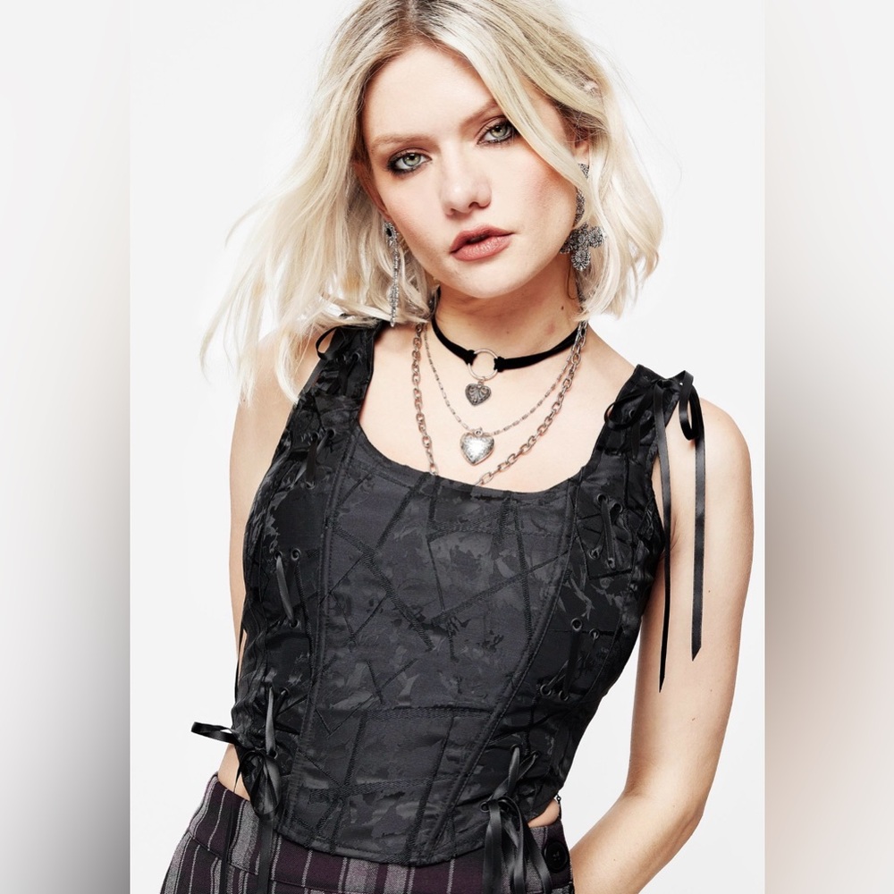 Disturbia Chatelaine Lace Detail Corset Top, size US 10/UK 14
